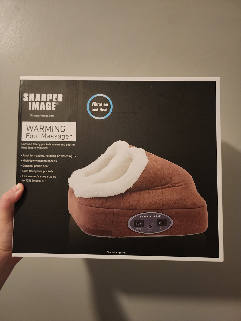 Sharper Image Brown and White Plush Heated Foot Warmer